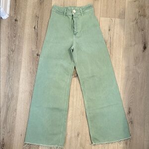 Zara Mint Green Wide Leg Jeans